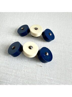 1920s Art Deco Navy Cream Celluloid Shoe Clips Cut Steel Rivets Round Disc